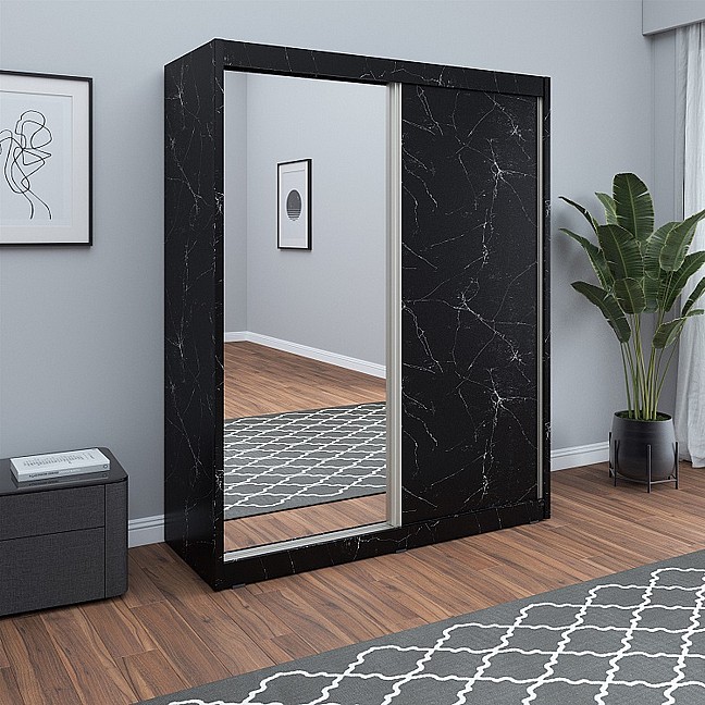 ארון הזזה 2 דלתות דגם לירן - כולל דלת מראה ארון הזזה 2 דלתות דגם לירן - כולל דלת מראה