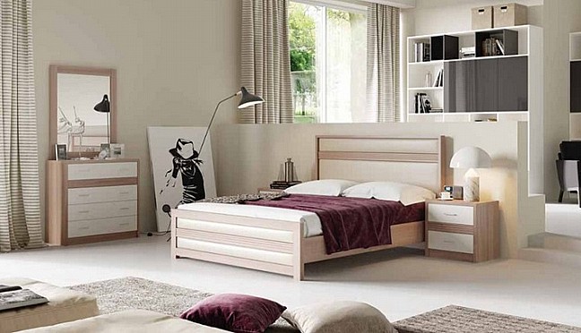 מיטה זוגית עשויה עץ - House Design -ייצור ישראלי - כחול לבן - דגם פירנצה  מיטה זוגית עשויה עץ - House Design -ייצור ישראלי - כחול לבן - דגם פירנצה