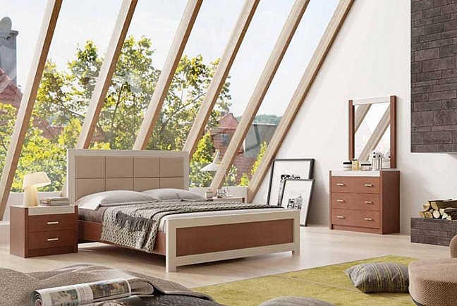 מיטה זוגית עשויה עץ - House Design -ייצור ישראלי - כחול לבן - דגם נפולי  מיטה זוגית עשויה עץ - House Design -ייצור ישראלי - כחול לבן - דגם נפולי