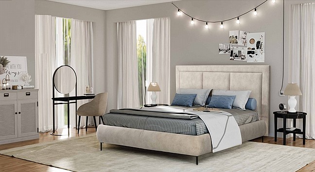 מיטה זוגית מרופדת בבד קטיפה בעיצוב מודרני - דגם טוי  מיטה זוגית מרופדת בבד קטיפה בעיצוב מודרני - דגם טוי