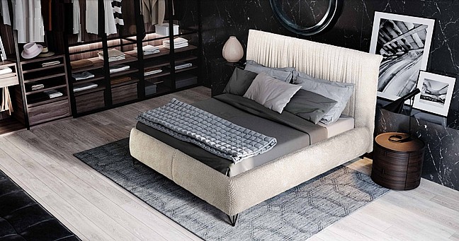 מיטה זוגית מרופדת בבד קטיפה בעיצוב מודרני - דגם טרופי מיטה זוגית מרופדת בבד קטיפה בעיצוב מודרני - דגם טרופי