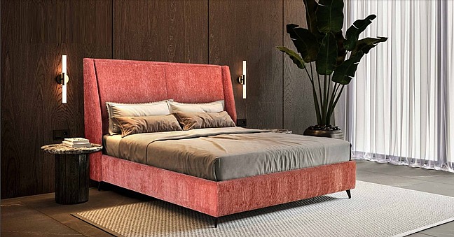 מיטה זוגית מרופדת בבד קטיפה בעיצוב מודרני - דגם מלודי מיטה זוגית מרופדת בבד קטיפה בעיצוב מודרני - דגם מלודי