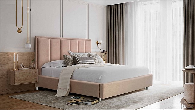 מיטה זוגית מרופדת בבד קטיפה בעיצוב מודרני - דגם ניקולס מיטה זוגית מרופדת בבד קטיפה בעיצוב מודרני - דגם ניקולס