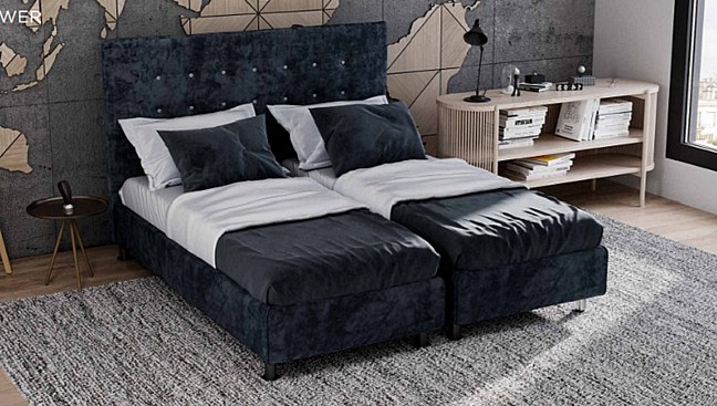 *מיטה יהודית מופרדת מרופדת בבד קטיפה בעיצוב מודרני - דגם לונה *מיטה יהודית מופרדת מרופדת בבד קטיפה בעיצוב מודרני - דגם לונה