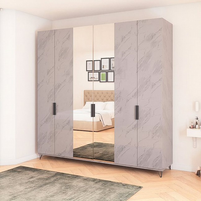 ארון 6 דלתות רוחב 2.4 מ' כולל דלתות מראה - דגם מדונה ארון 6 דלתות רוחב 2.4 מ' כולל דלתות מראה - דגם מדונה