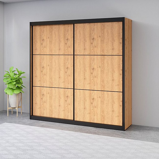 ארון הזזה דגם מונקו ברוחב 2.40 מ' - פרזול שחור ארון הזזה דגם מונקו ברוחב 2.40 מ' - פרזול שחור