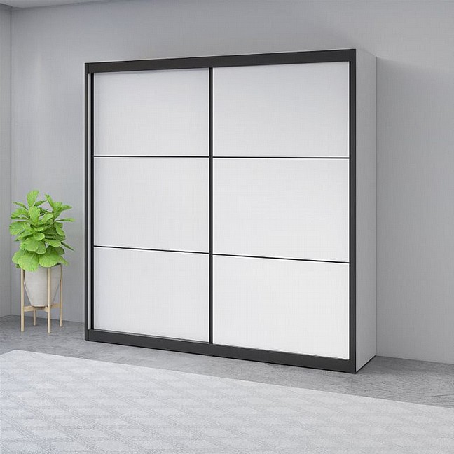 ארון הזזה דגם לורן ברוחב 2.40 מ' - פרזול שחור ארון הזזה דגם לורן ברוחב 2.40 מ' - פרזול שחור