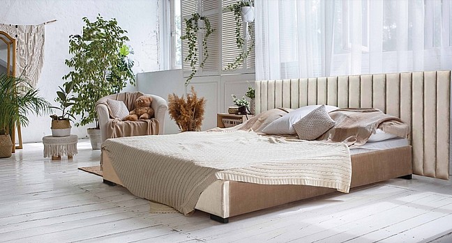 מיטה זוגית מרופדת דגם אביב : ראש מיטה רחב - מרופדת בבד קטיפה רחיץ מיטה זוגית מרופדת דגם אביב : ראש מיטה רחב - מרופדת בבד קטיפה רחיץ