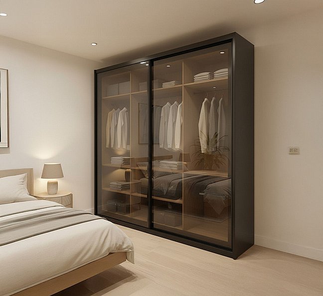 ארון הזזה 2 דלתות רוחב 160 ס"מ- דגם אמור עם דלתות זכוכית שקופה כהה וחבילת שדרוגים מתנה! ארון הזזה 2 דלתות רוחב 160 ס"מ- דגם אמור עם דלתות זכוכית שקופה כהה וחבילת שדרוגים מתנה!