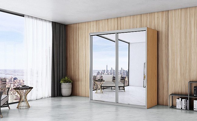 ארון הזזה 2 דלתות דגם שלכת ברוחב 160 ס"מ - עם דלת מראה וחבילת שדרוגים מתנה! ארון הזזה 2 דלתות דגם שלכת ברוחב 160 ס"מ - עם דלת מראה וחבילת שדרוגים מתנה!