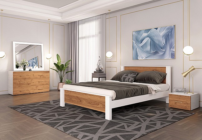 חדר שינה קומפלט עשוי עץ מבית -  House Design -ייצור ישראלי - כחול לבן - דגם אורן חדר שינה קומפלט עשוי עץ מבית -  House Design -ייצור ישראלי - כחול לבן - דגם אורן