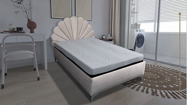 מיטת נוער מרופדת בבד רחיץ - במגוון צבעים דגם צדפה מיטת נוער מרופדת בבד רחיץ - במגוון צבעים דגם צדפה